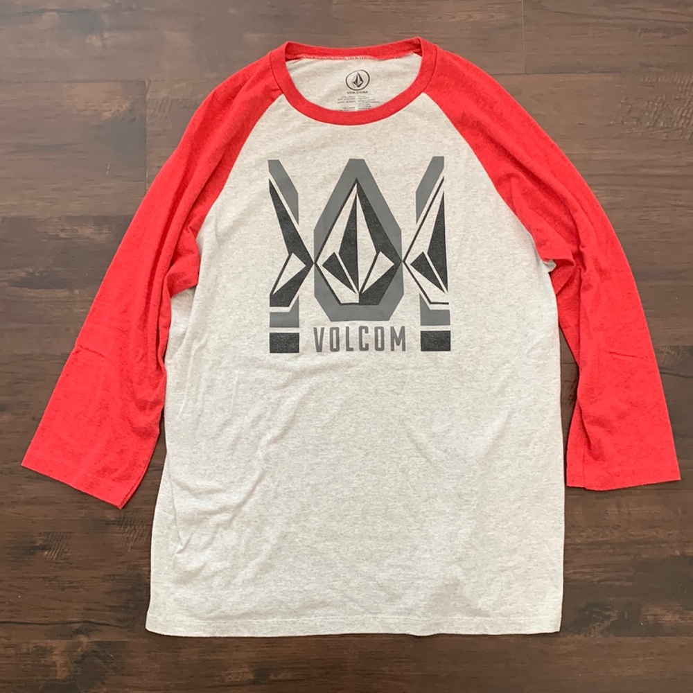 VOLCOM TEE SHIRT TOP COTTON GRAPHIC 3/4 SLEEVE LOGO DIAMOND